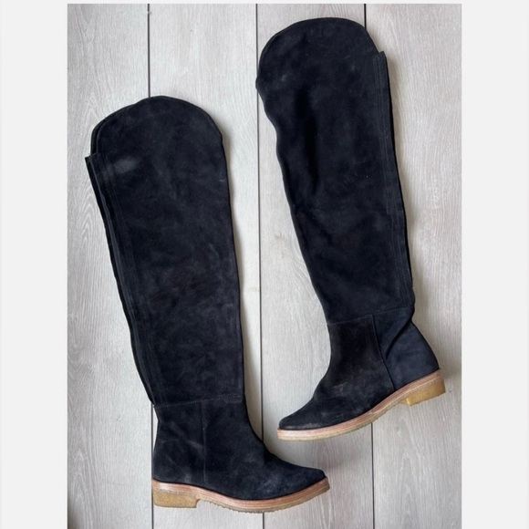 Free People Banks Over-the-Knee Boots Black Suede EU 37 NWOB $368 - Picture 2 of 7